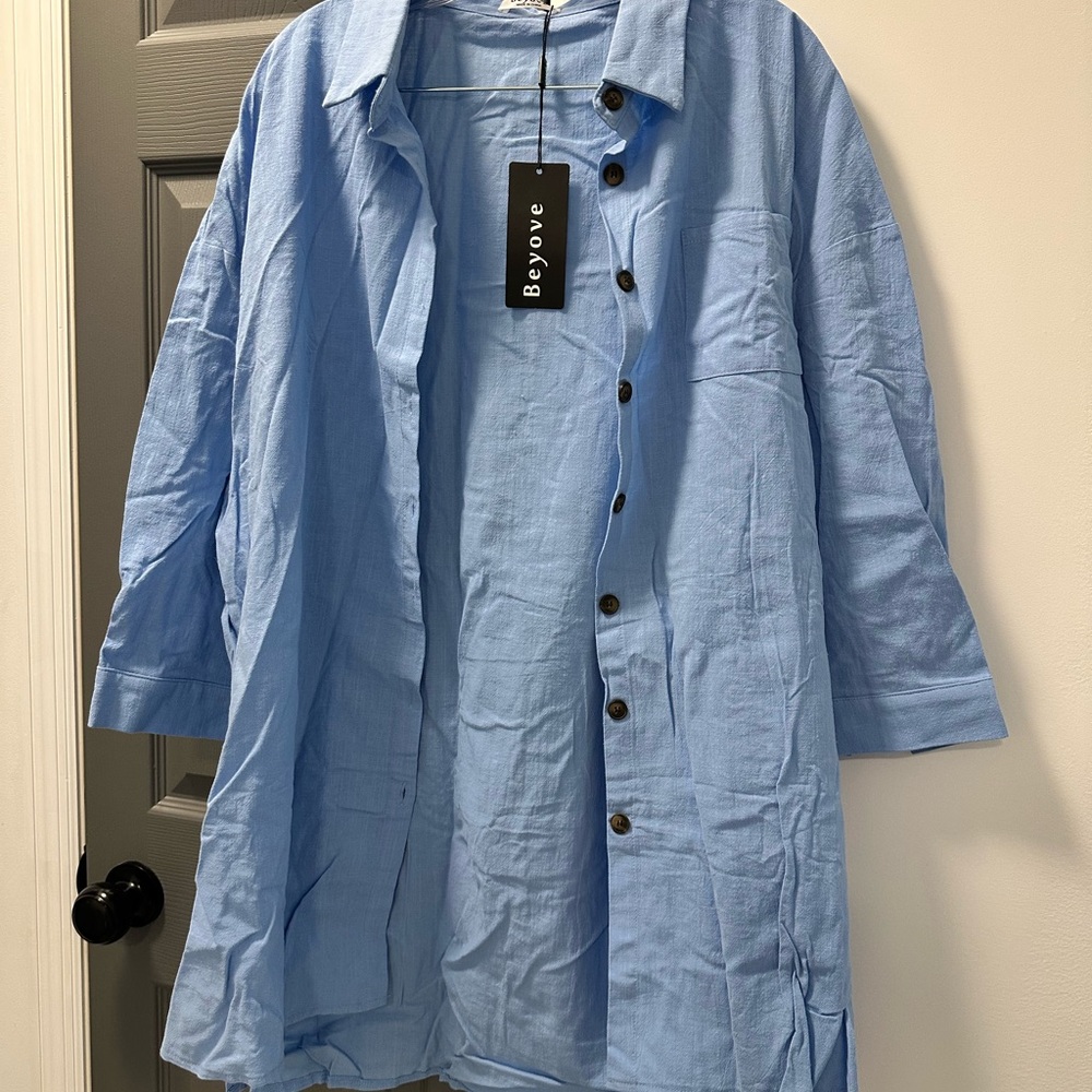 Blue Button-Up Shirt and matching shorts by Byove